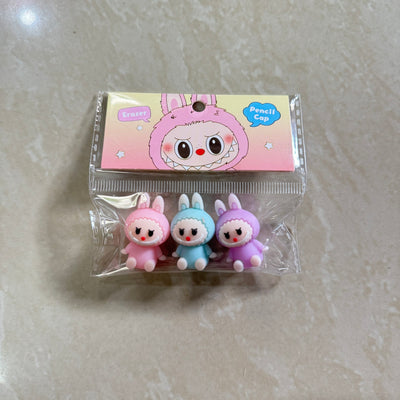 Labubu erasers and pencil topper (set of 3)