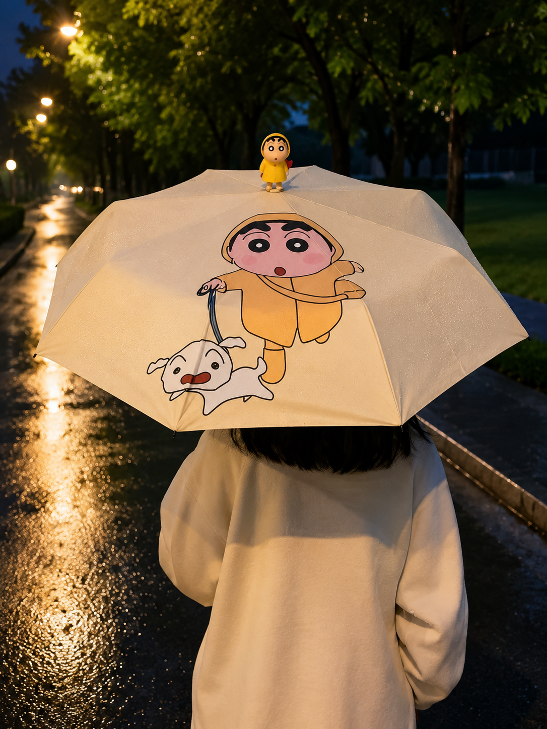 Cute Shinchan Portable Travel Umbrella with 3D Toy