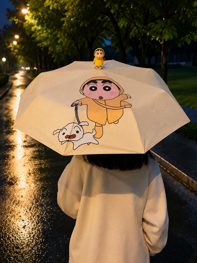 Cute Shinchan Portable Travel Umbrella with 3D Toy