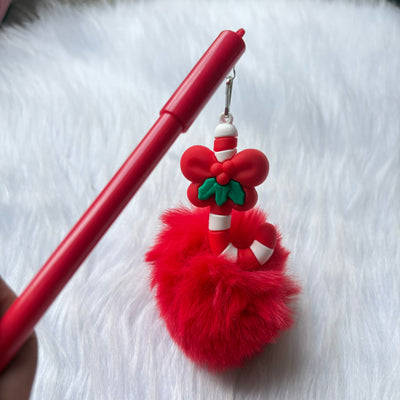 Christmas Fur Pom Pom pens random