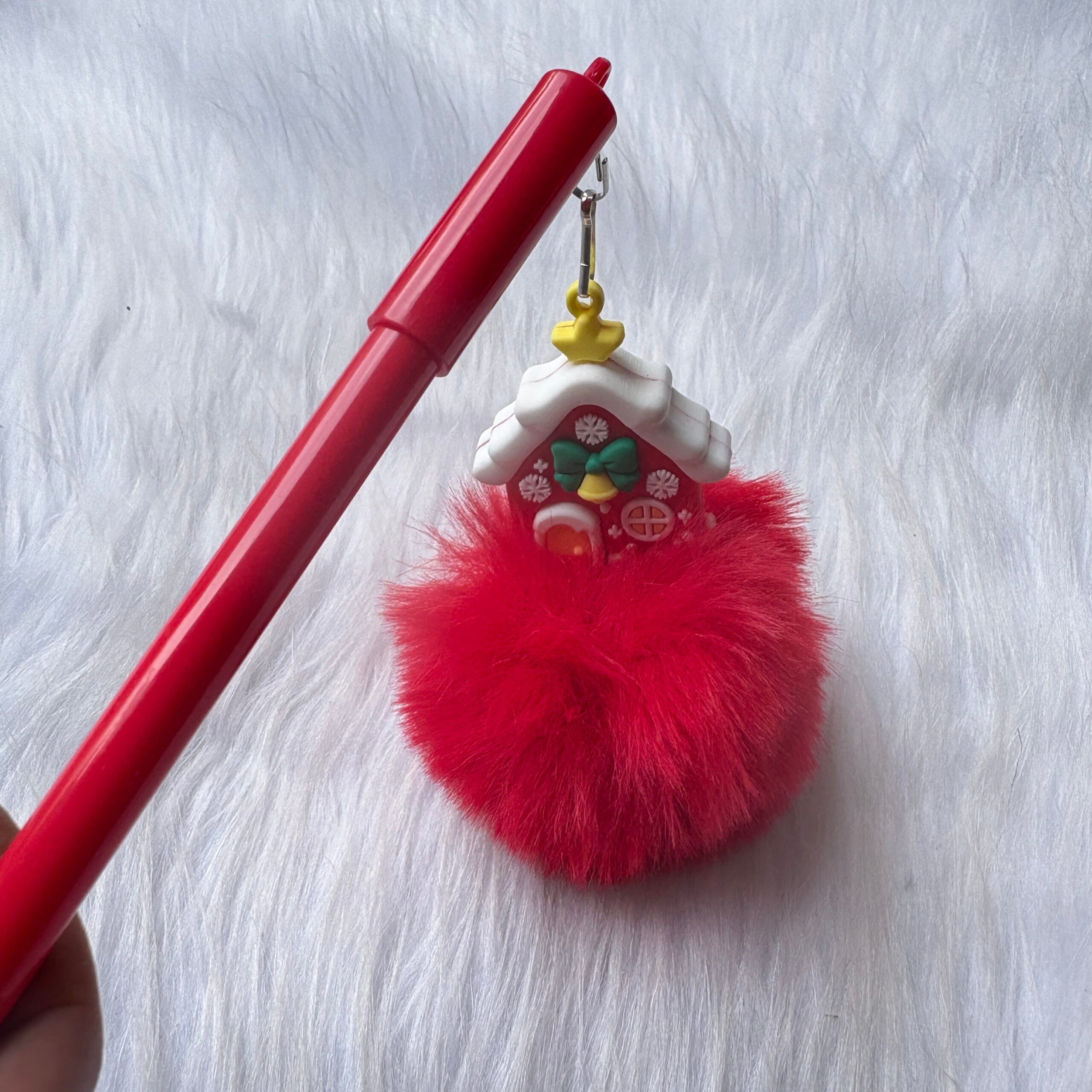 Christmas Fur Pom Pom pens random