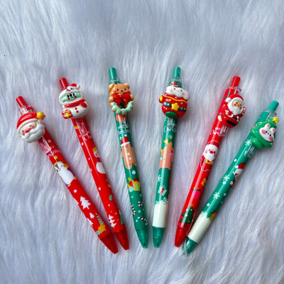Christmas theme click pens set of two