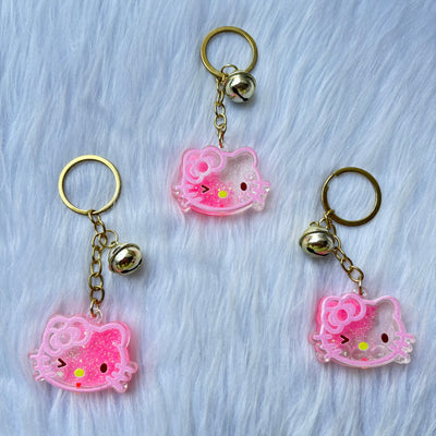 Water glitter hello kitty keychain