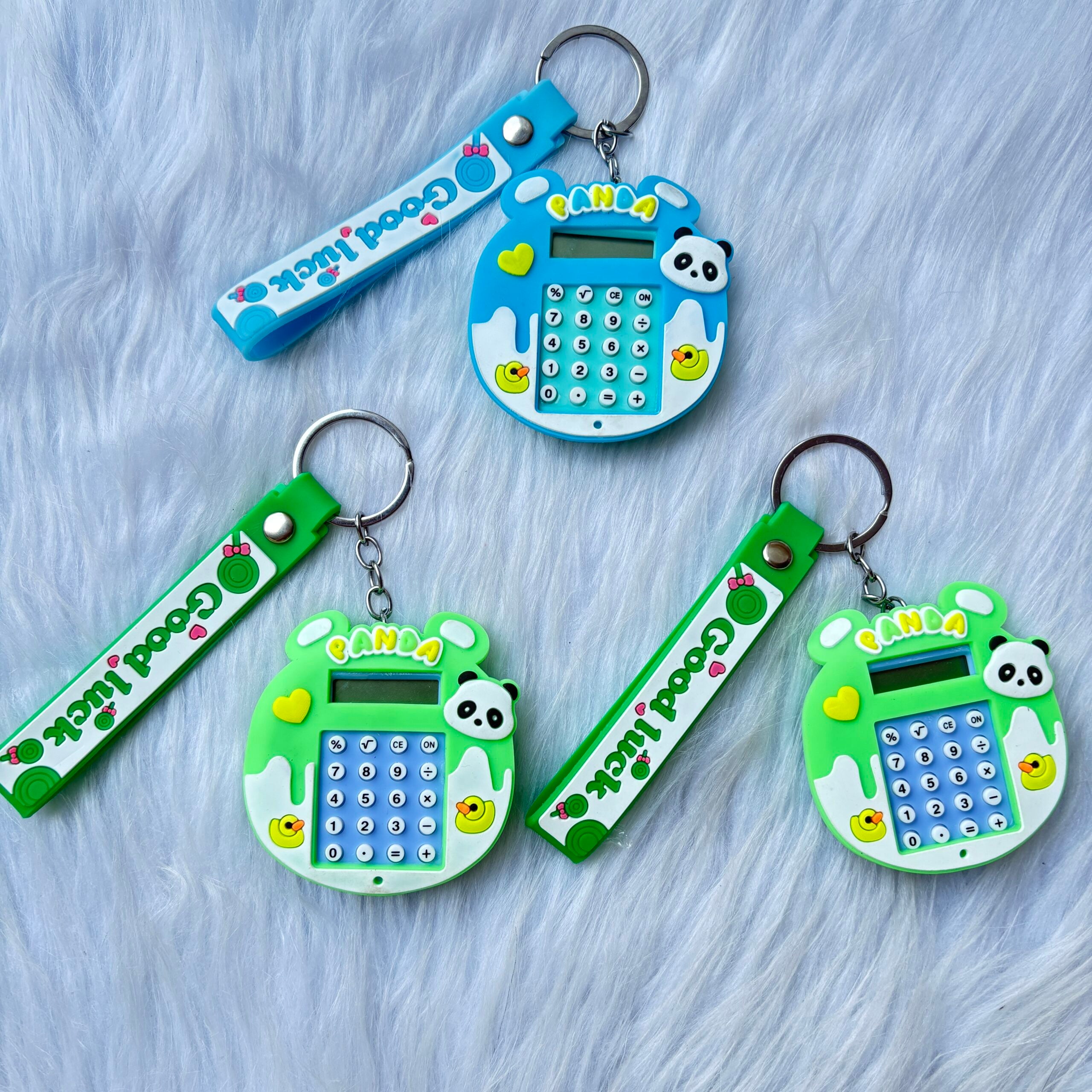 Panda calculator and puzzle keychain