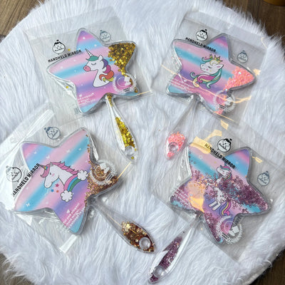 Star Shape Unicorn Makeup Mirror with moving glitters(Random)
