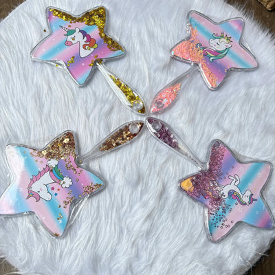 Star Shape Unicorn Makeup Mirror with moving glitters(Random)