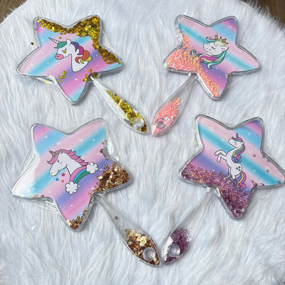 Star Shape Unicorn Makeup Mirror with moving glitters(Random)