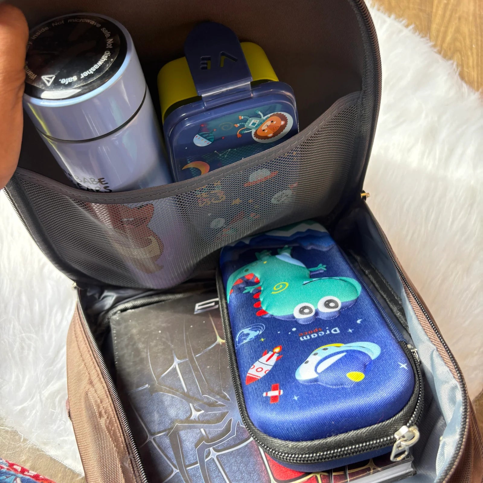 Hard shell unicorn blue backpack for kindergarten school kids