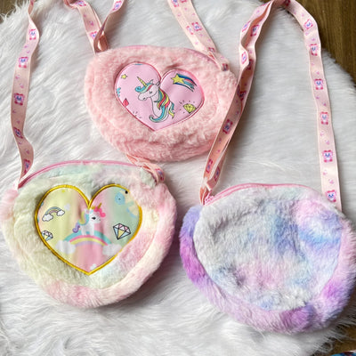 Unicorn fur sling bag