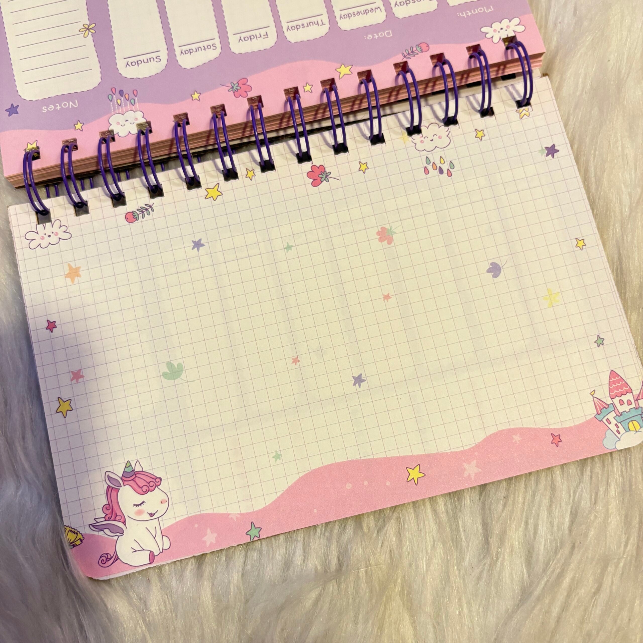 Cute unicorn weekly planners