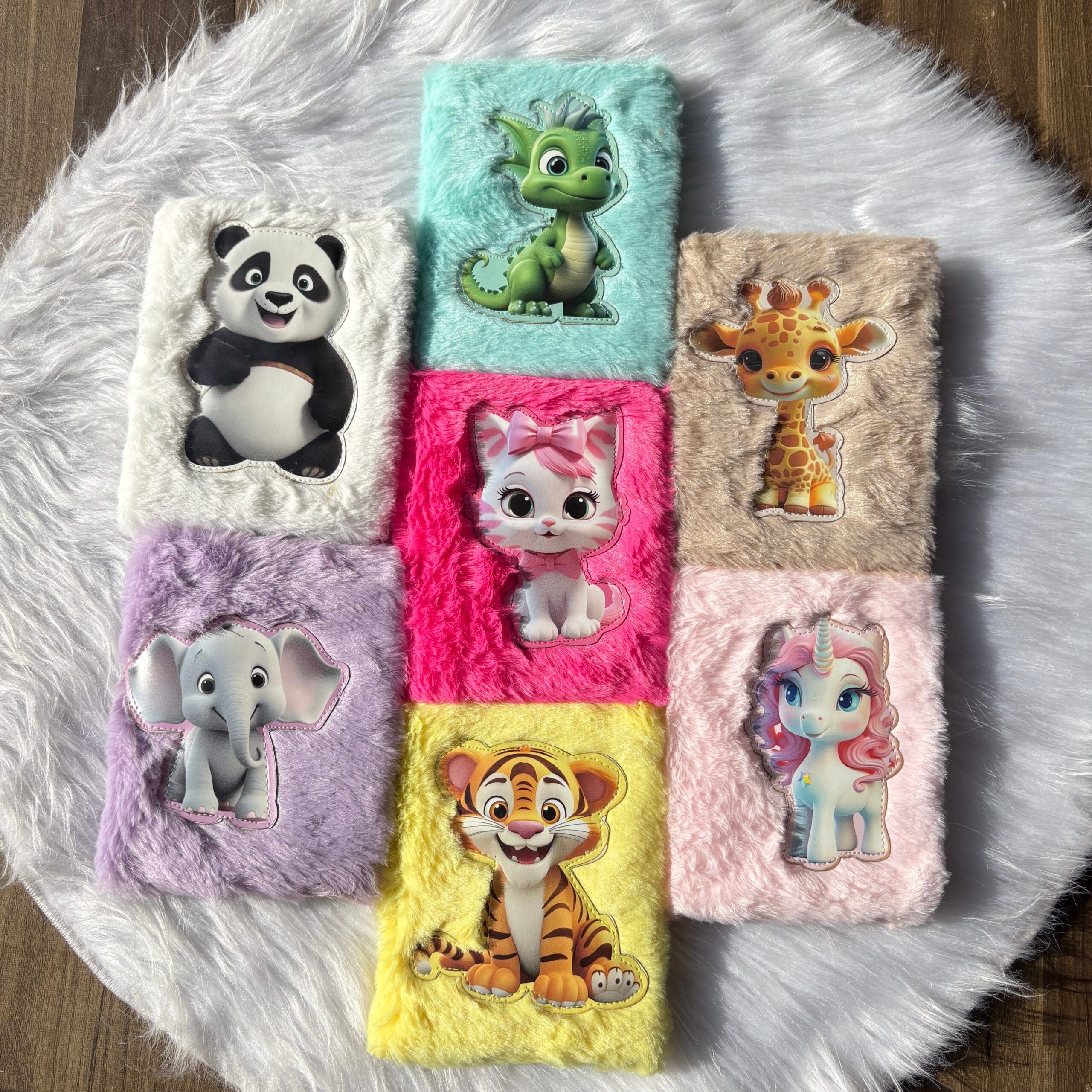Premium animal print fur diary A6