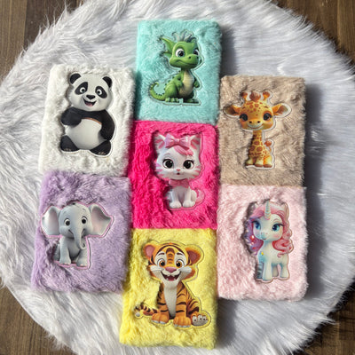 Premium animal print fur diary A6