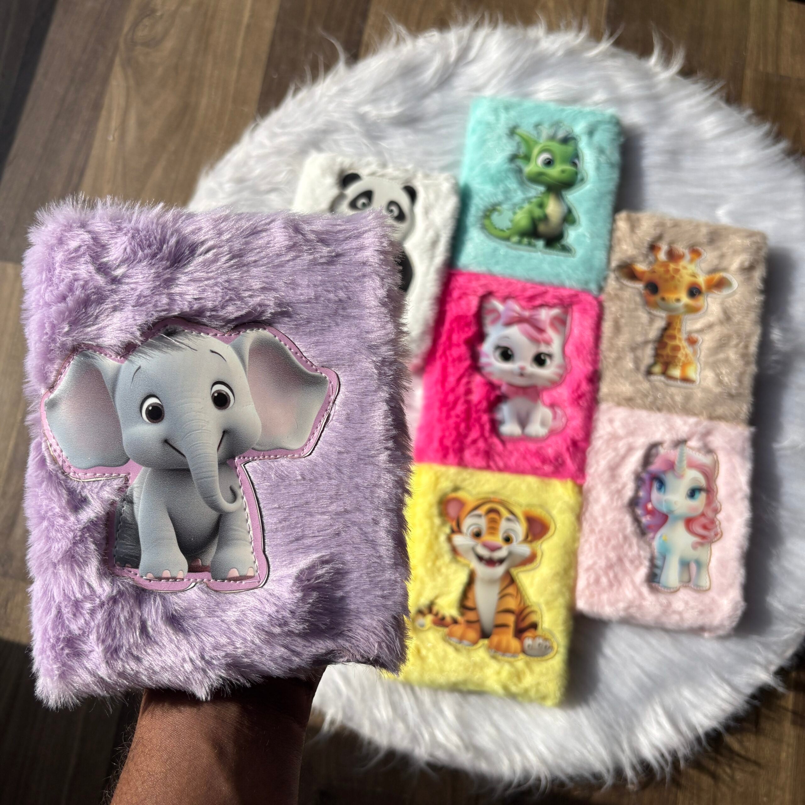 Premium animal print fur diary A6