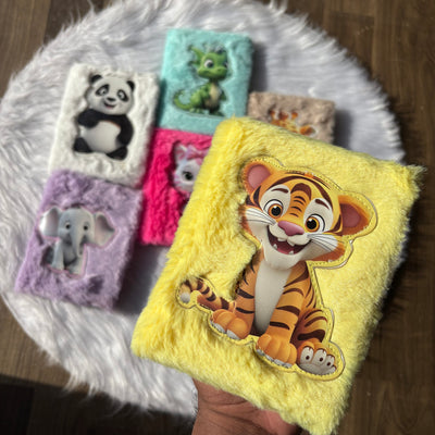 Premium animal print fur diary A6