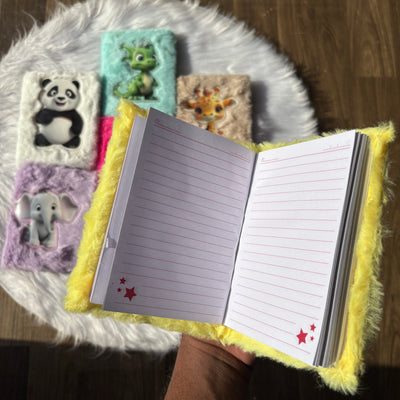 Premium animal print fur diary A6