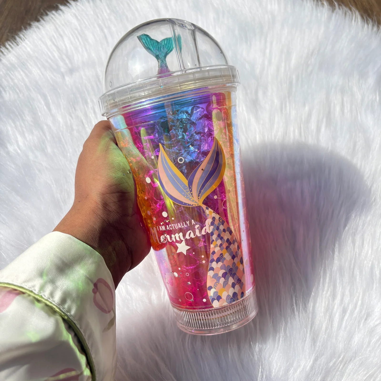 Mermaid light sipper with straw (Random) 450ml
