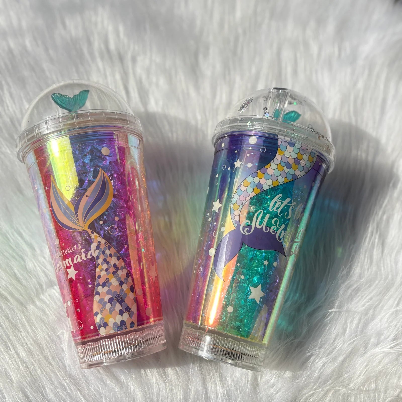 Mermaid light sipper with straw (Random) 450ml