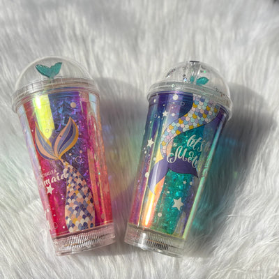 Mermaid light sipper with straw (Random) 450ml