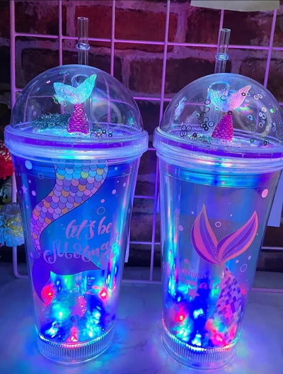 Mermaid light sipper with straw (Random) 450ml