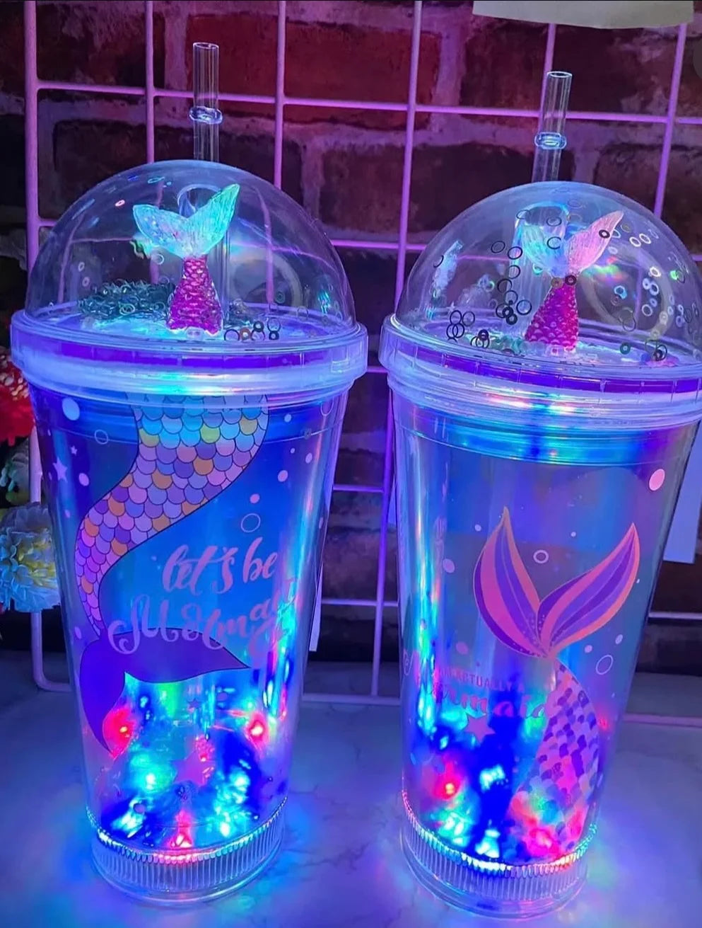 Mermaid light sipper with straw (Random) 450ml
