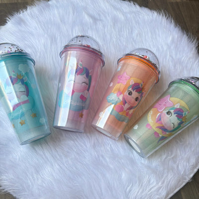 Premium unicorn light sippers with toy straw 450ml
