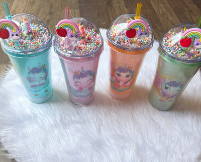 Premium unicorn light sippers with toy straw 450ml
