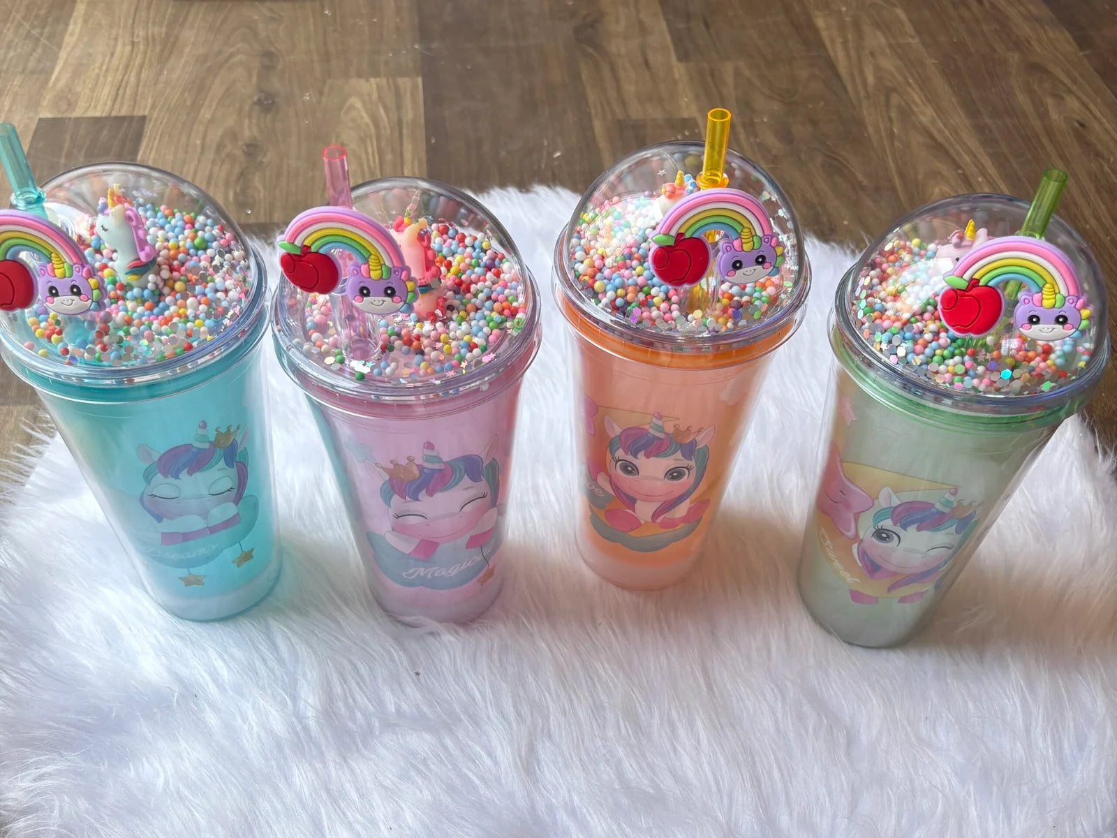 Premium unicorn light sippers with toy straw 450ml