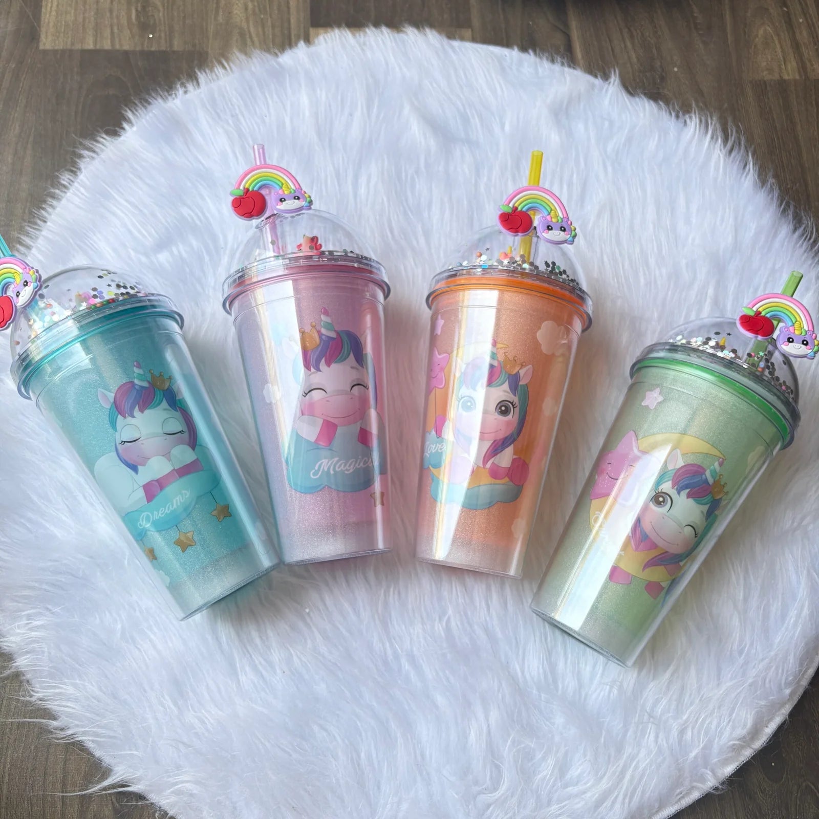 Premium unicorn light sippers with toy straw 450ml
