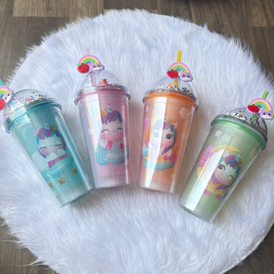 Premium unicorn light sippers with toy straw 450ml