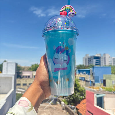 Premium unicorn light sippers with toy straw 450ml