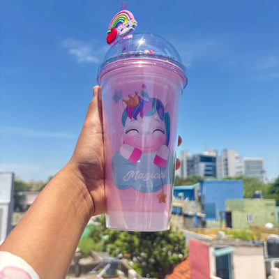 Premium unicorn light sippers with toy straw 450ml