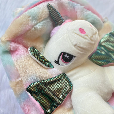 Cute fur unicorn doll backpack (wings colour may differ)