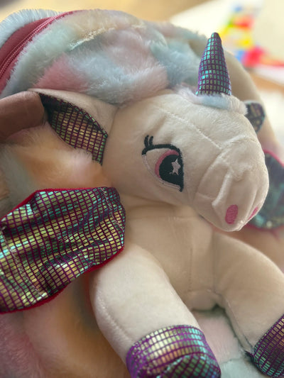 Cute fur unicorn doll backpack (wings colour may differ)