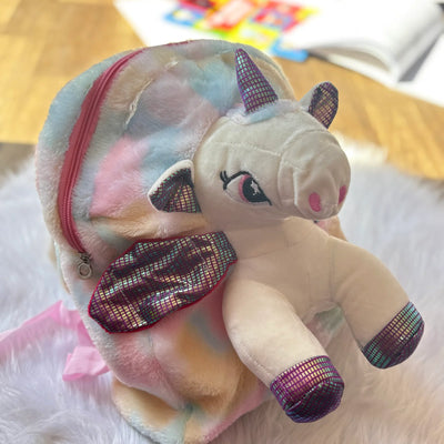 Cute fur unicorn doll backpack (wings colour may differ)