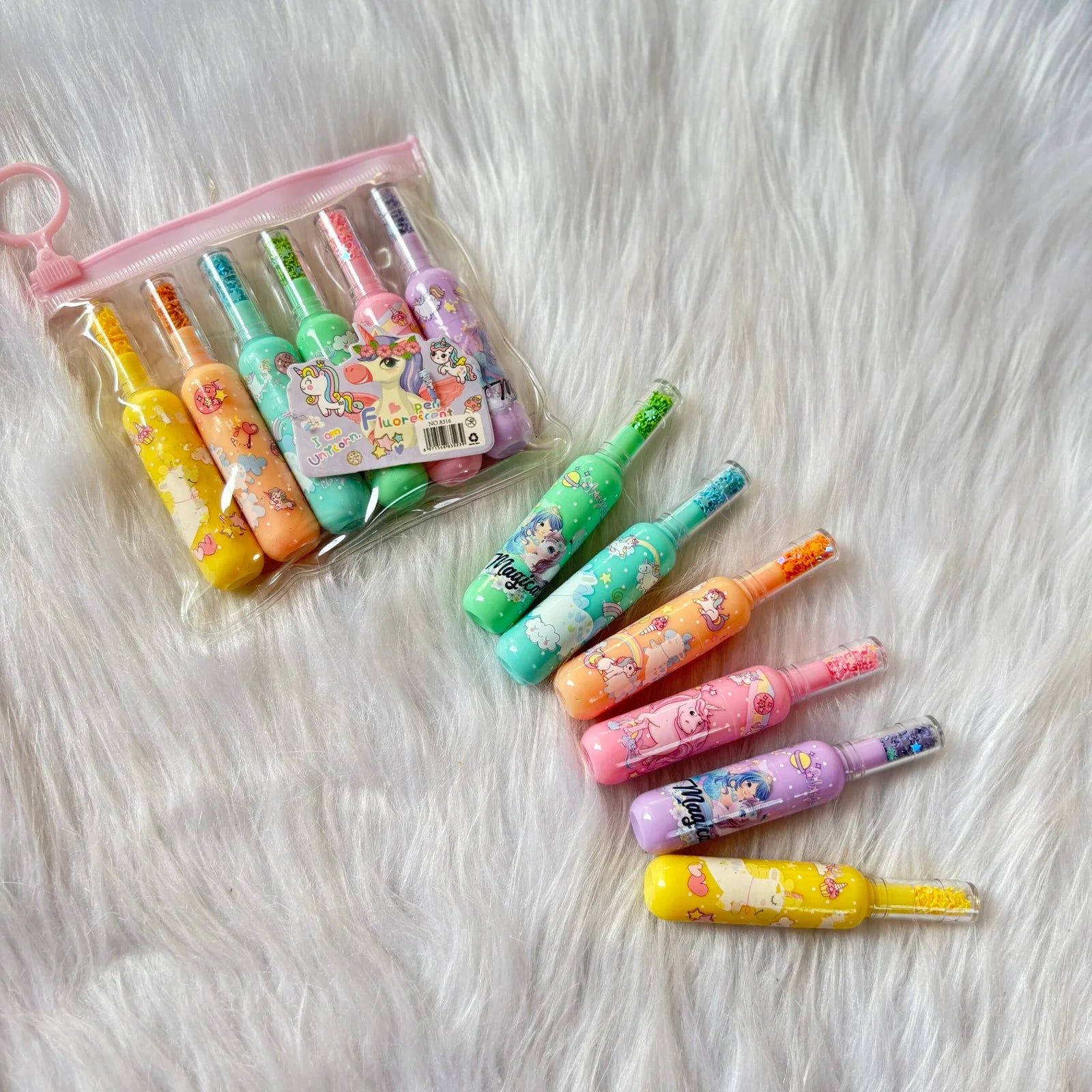 Unicorn theme wine bottle highlighter set of 6 in a pack