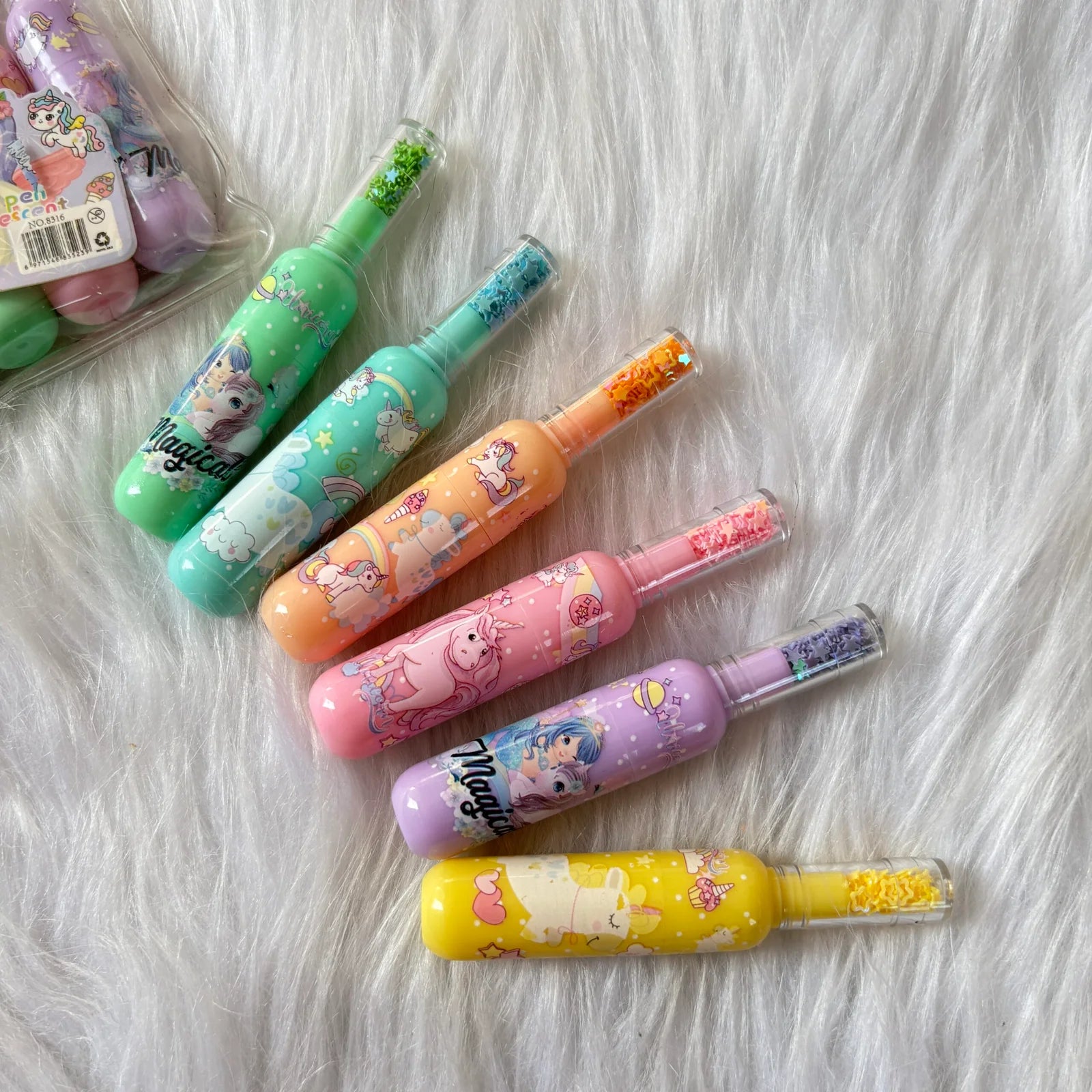 Unicorn theme wine bottle highlighter set of 6 in a pack