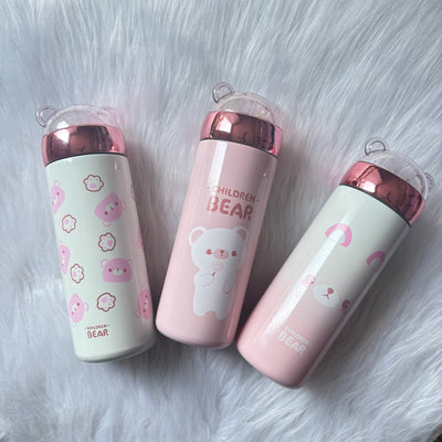 Premium quality bear flask bottle with moving glitter 400ml approx random