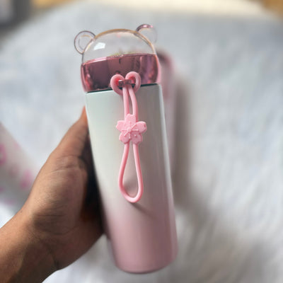 Premium quality bear flask bottle with moving glitter 400ml approx random
