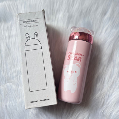Premium quality bear flask bottle with moving glitter 400ml approx random