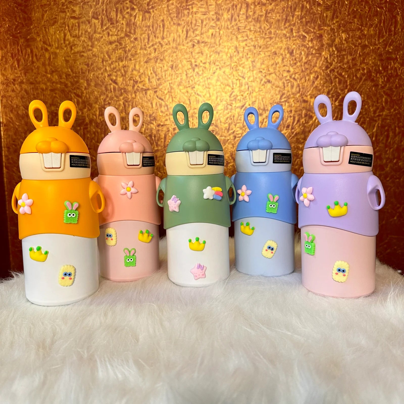 Premium bunny theme insulated flask sippers with stickers approx 600ml