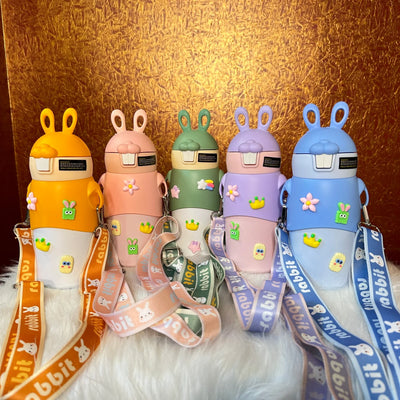 Premium bunny theme insulated flask sippers with stickers approx 600ml