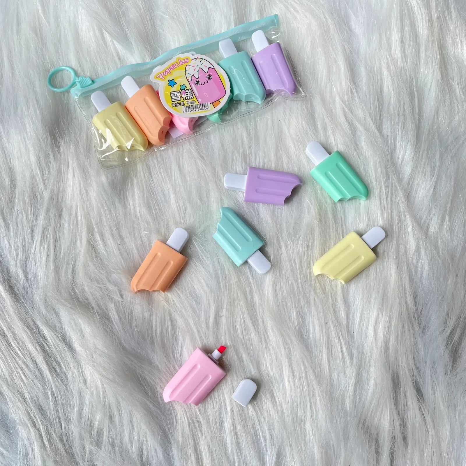 Ice cream highlighter set of 6 in a pouch