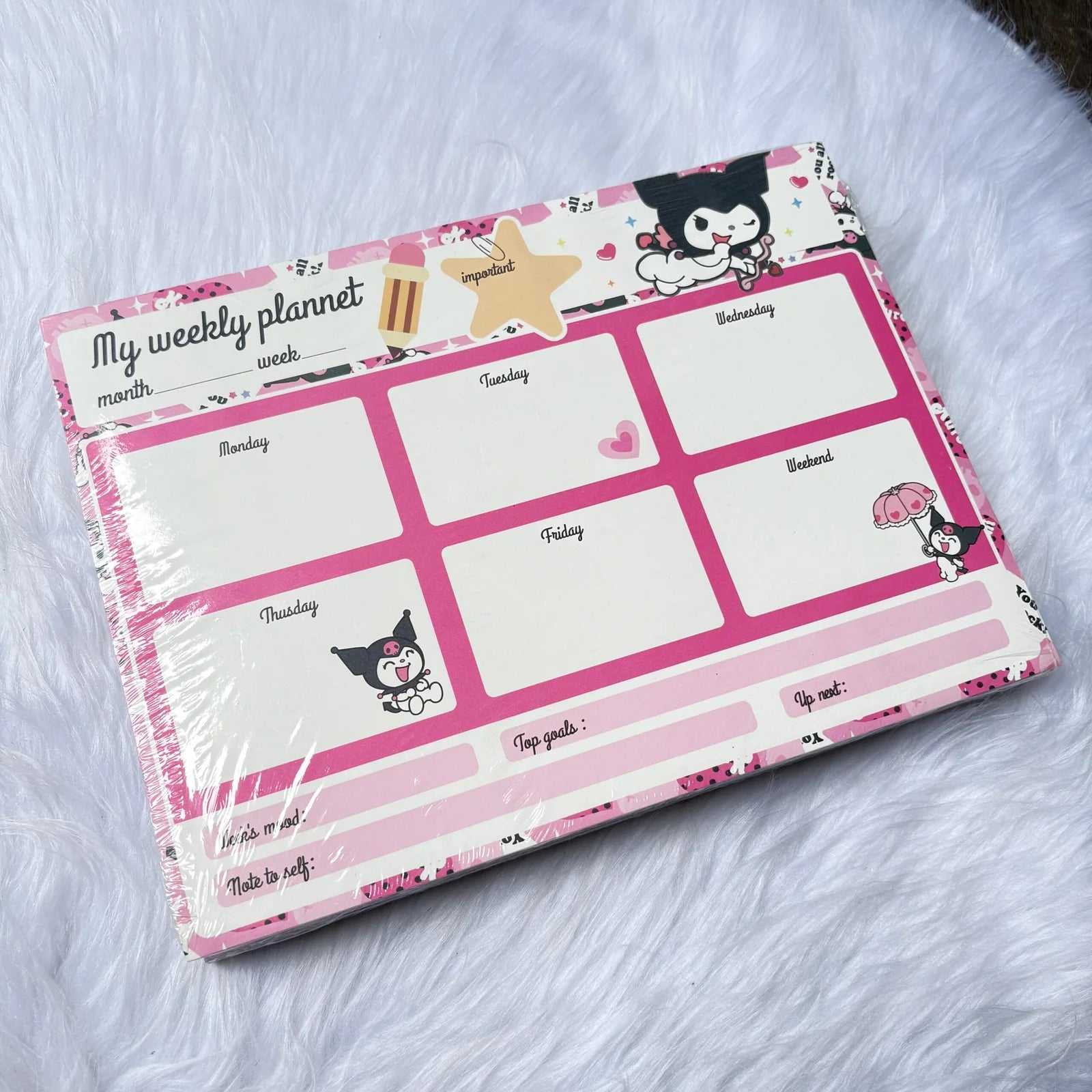 Premium quality kuromi weekly Planner with 50 tear off sheets