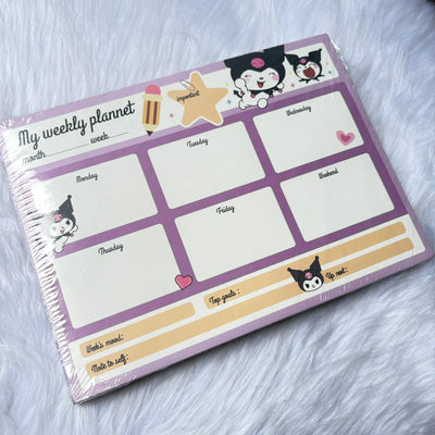 Premium quality kuromi weekly Planner with 50 tear off sheets