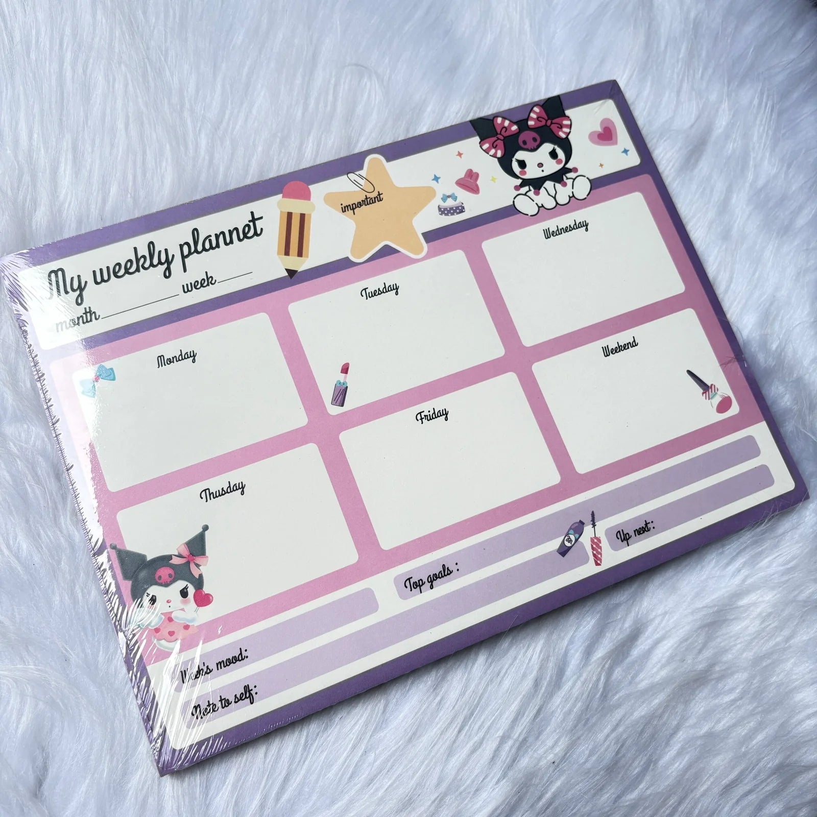 Premium quality kuromi weekly Planner with 50 tear off sheets
