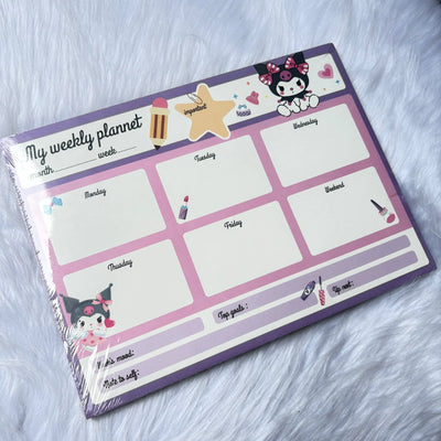 Premium quality kuromi weekly Planner with 50 tear off sheets