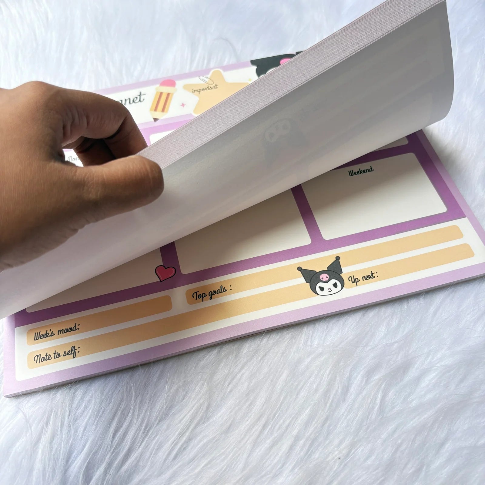Premium quality kuromi weekly Planner with 50 tear off sheets