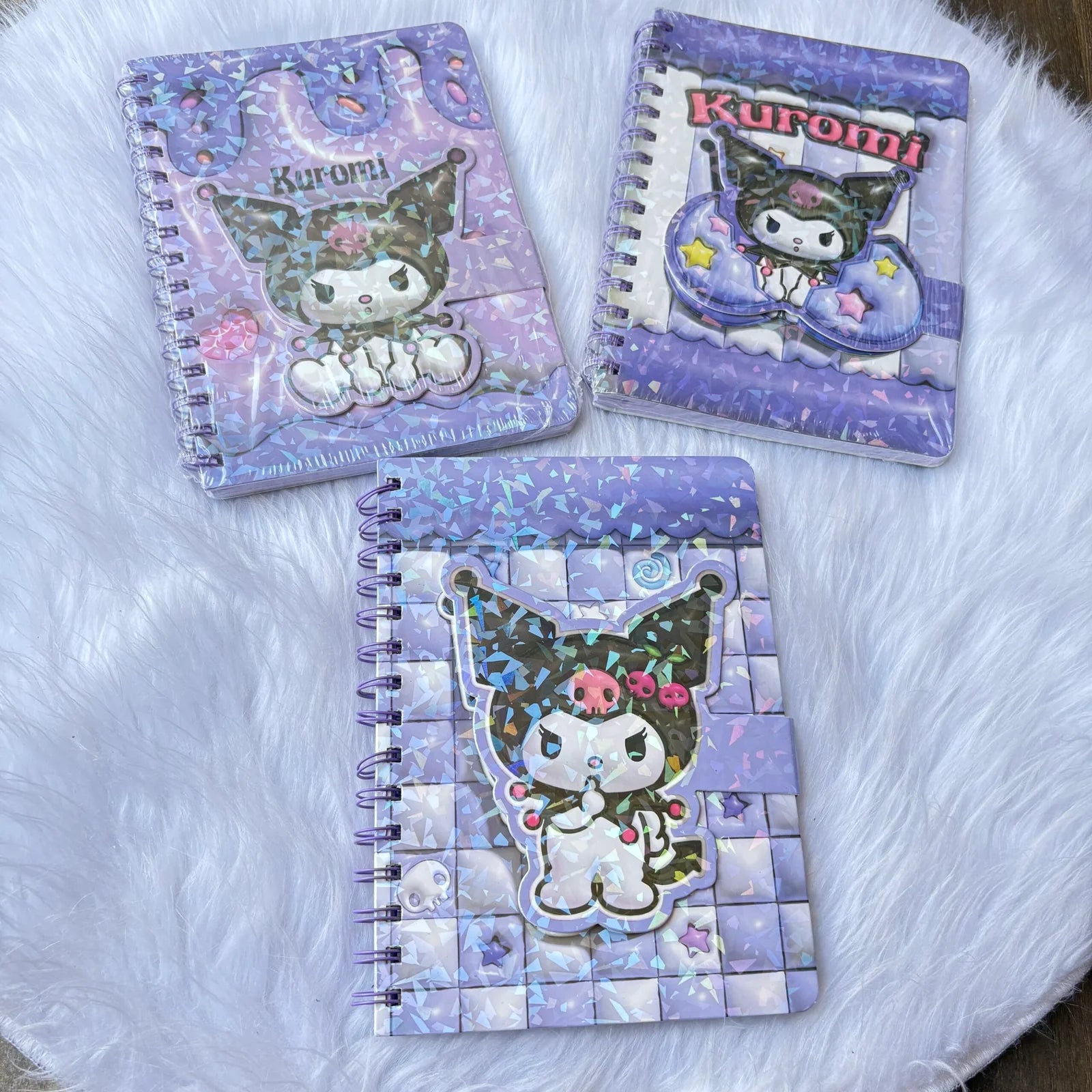 Premium quality shining Kuromi Notebook with flap opening