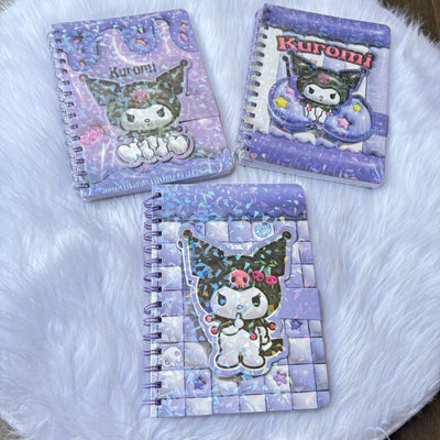 Premium quality shining Kuromi Notebook with flap opening