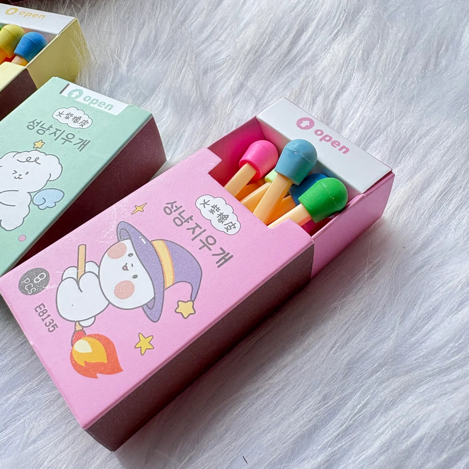 Premium match box erasers set of 8 (only tip is eraser)